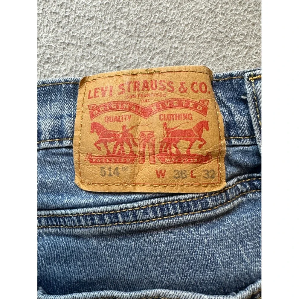 Levis 514 Straight Fit Jeans Mens 36x32 (34x30) Blue Denim Comfort Stretch
